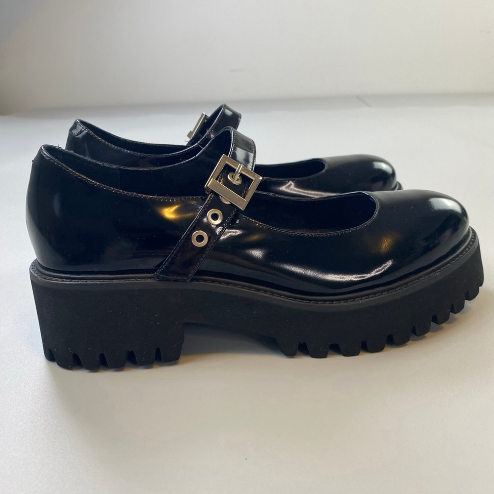Women's Jeffrey Campbell Black Patent Leather Platform Mary Janes Size 7